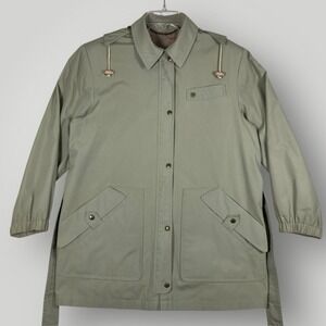 Etienne‎ Aigner Vintage Belted Short Greenish Trench Coat Woman's 10 Classic